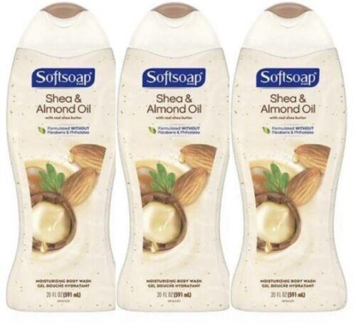 3-Pack Softsoap Shea &amp; Almond Oil Moisturizing Body Wash Large Size 20Fl Oz.